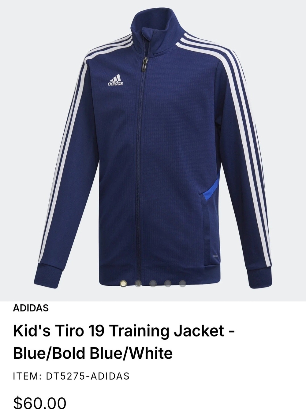 adidas Kids Tiro 19 Track Jacket in navy and white